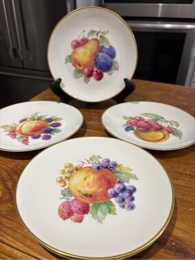 Vintage Hand Painted Fruit Motif with Gold Gilt Trim